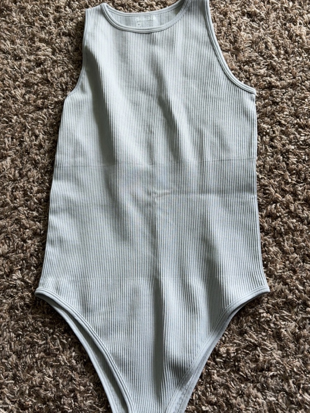 OQQ Ribbed Tank Bodysuit in Light Gray